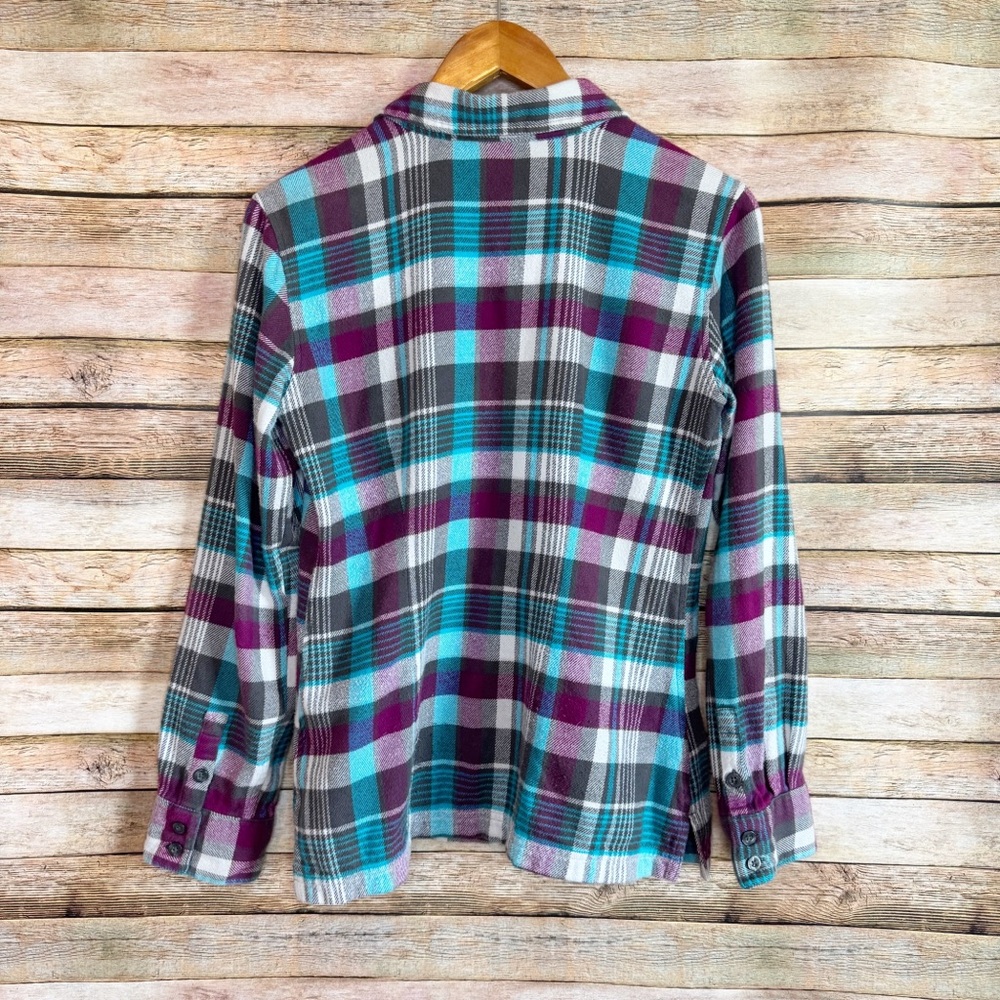 Patagonia Women's Long Sleeved Fjord Flannel in Bay Laurel Forge Grey Size 4 - Picture 7 of 9